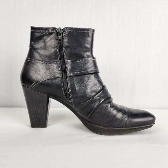 Hispanitas Black Leather Heeled Boots Size 8.5 - Picture 2 of 9